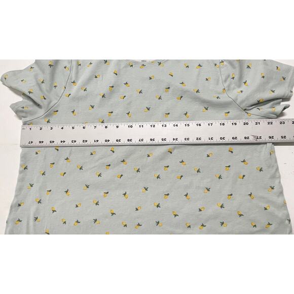 Croft Barrow Tee Shirt Plus 1X Green Yellow Lemon Print Short Sleeve Causal - Picture 5 of 5